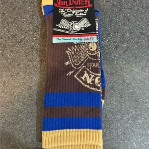 Von Dutch Brown, Blue, and Tan Casual Socks